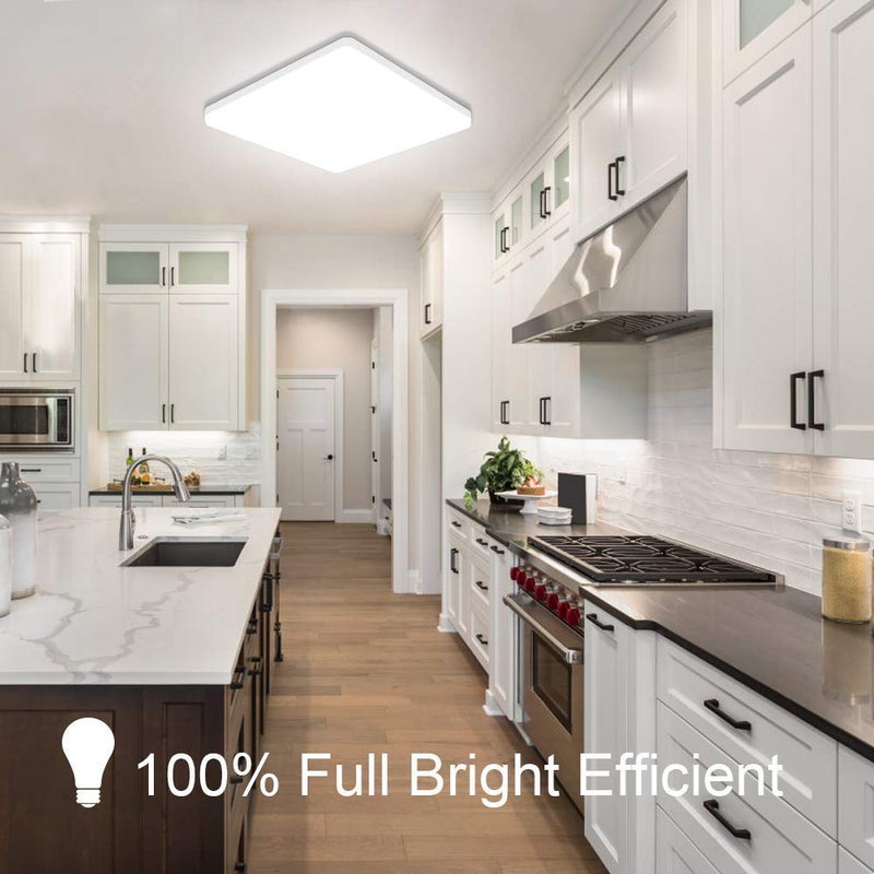 OOWOLF 25W 6000K LED Flush Mount Ceiling Light Fixture Ultra Slim, 12inch Waterproof Bathroom Square LED Ceiling Lamp Fixture Without Flicker, 85Ra+ Daylight White for Kitchen Bedroom Hallway Office - Image 2